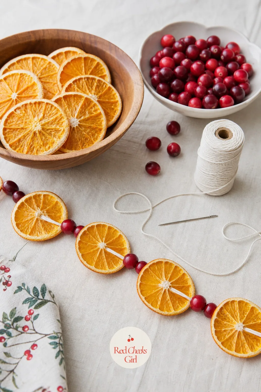 The Dried Orange and Cranberry Garland Bar — This one leaves the party in the hands of the guests, not the hostess. December birthday party ideas