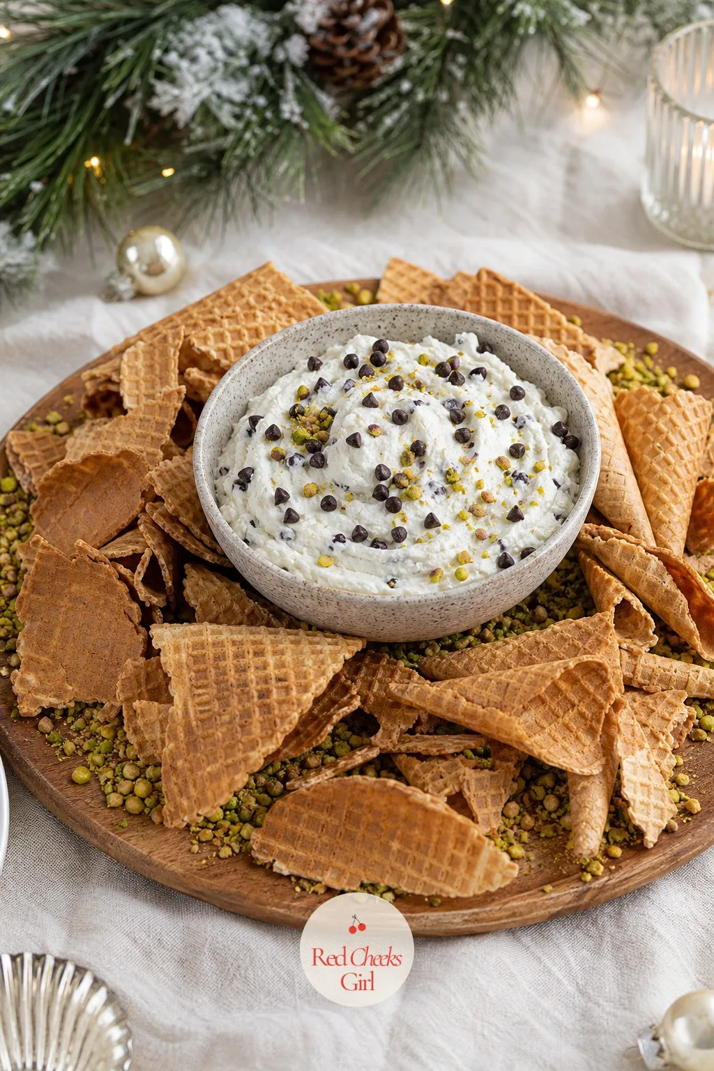 Cannoli Dip Board — Cannoli shells go soft within the hour, which is a bad bet for any party that runs long. Dessert charcuterie board christmas