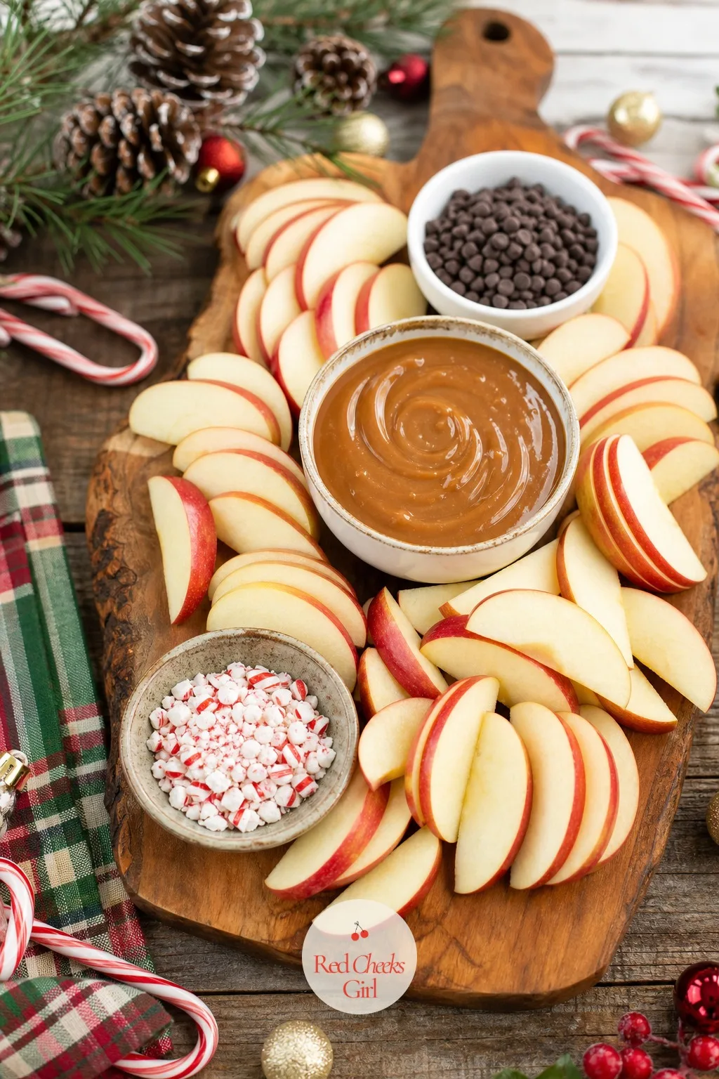 Caramel Apple Board — A whole caramel apple is a commitment, both to the sugar and to the dental work afterward. Dessert charcuterie board christmas