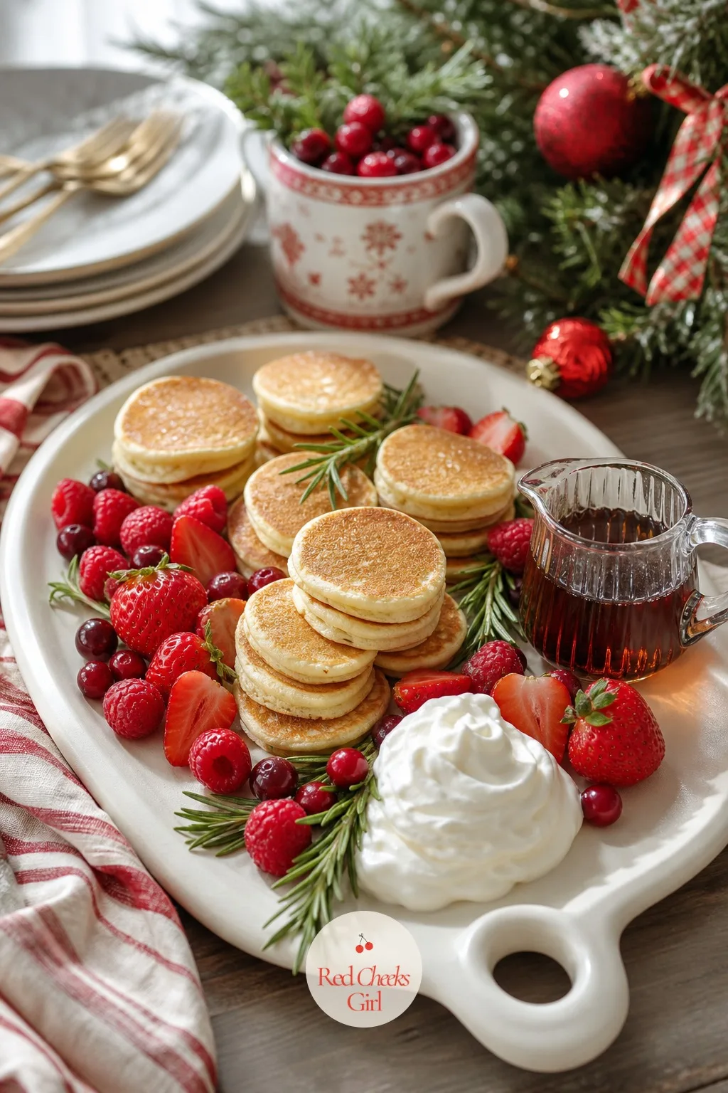 Christmas Morning Pancake Board — Nobody wants to stand at a stove on Christmas morning while everyone else opens presents without her. Dessert charcuterie