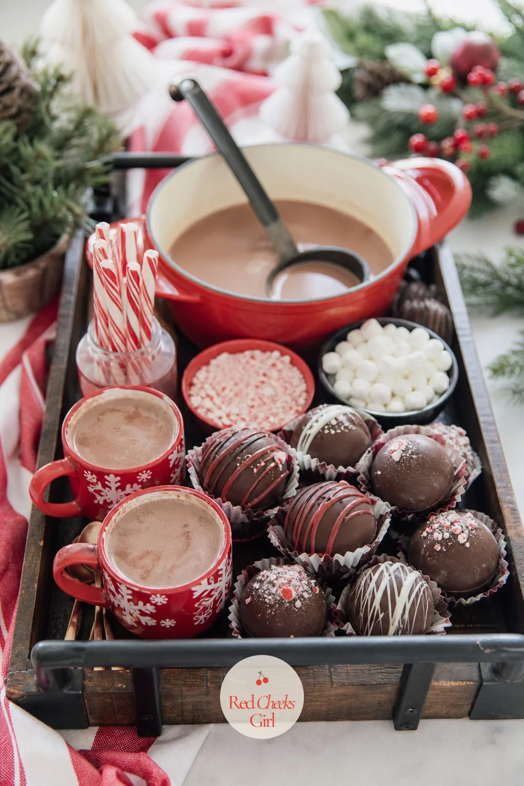 Hot Cocoa Board — Everyone already pictures this one, and it still works because of what it does while dinner finishes in the oven: a warm mug in cold hands