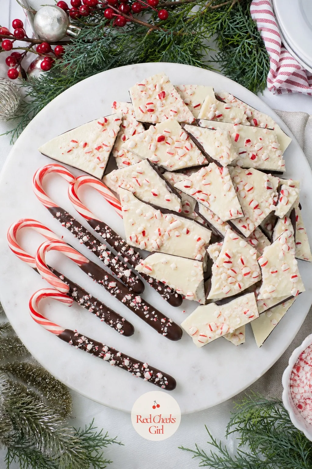 Peppermint Board — Pastel mint reads as a dentist's office, not Christmas. Dessert charcuterie board christmas