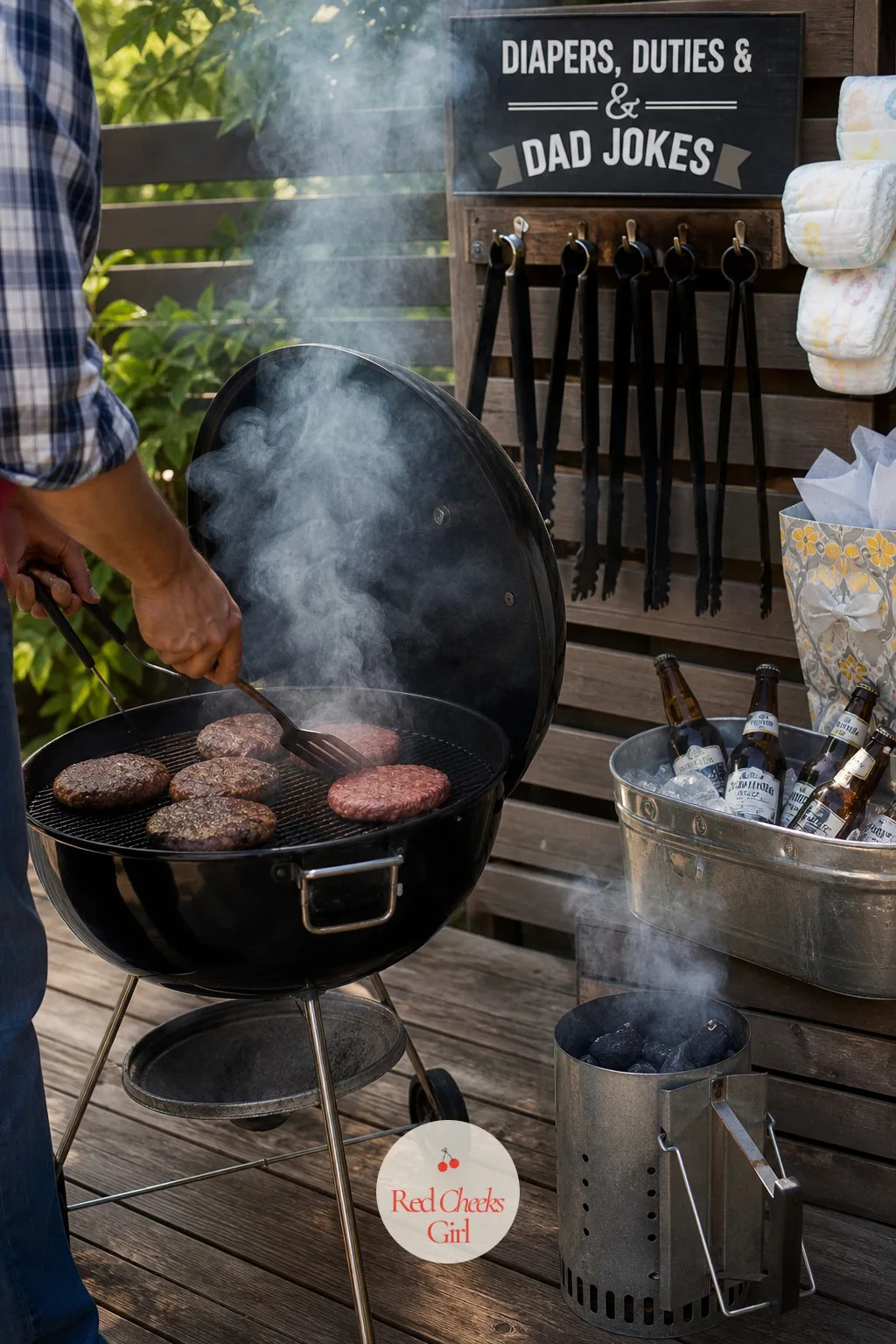 The Backyard Grill Station — Forget the finger food. Diaper party ideas for men