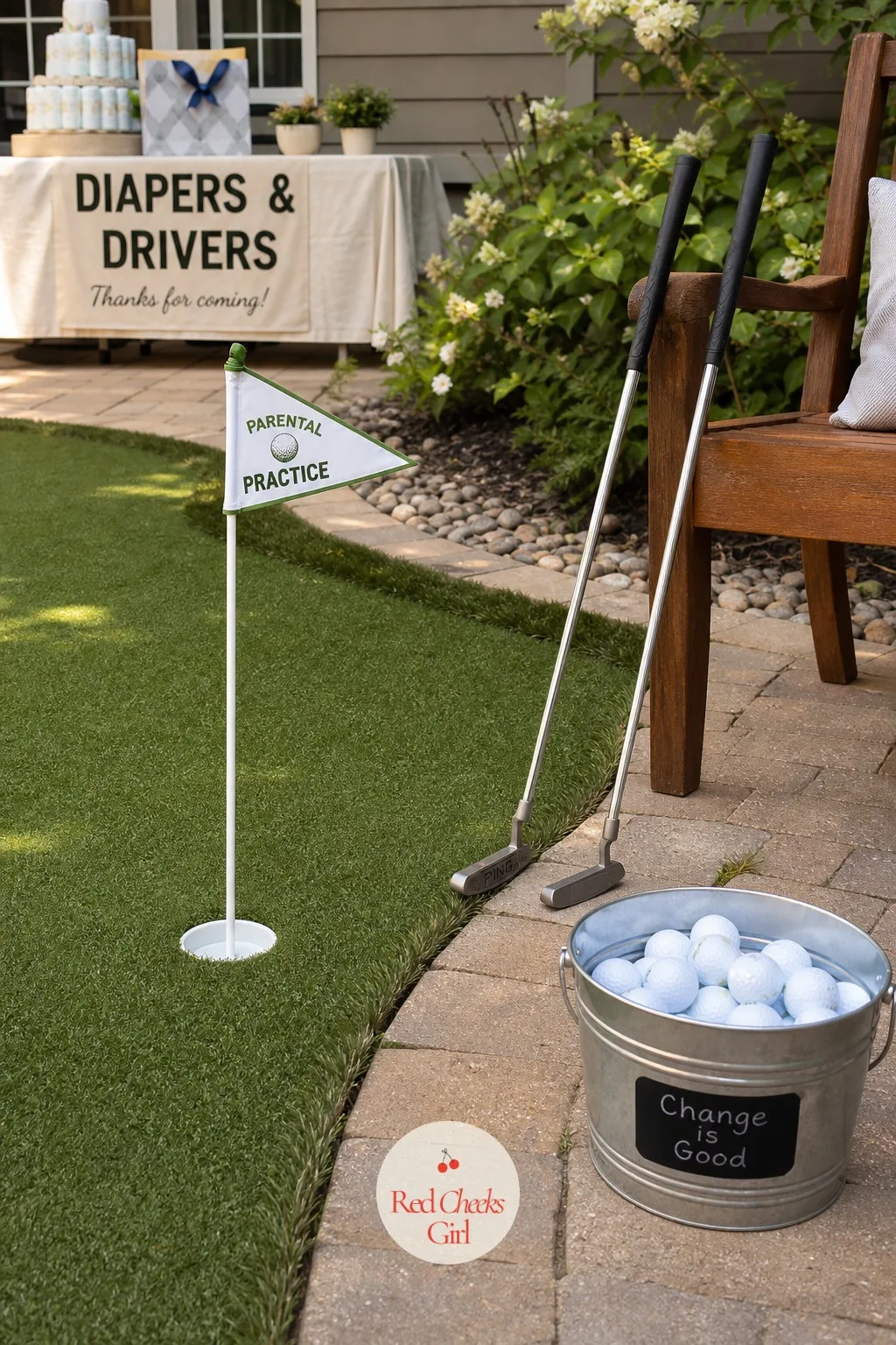 A Backyard Putting Green Corner — For the dad who would rather be at the club than anywhere loud, a small putting corner gives him and a few friends somewhere