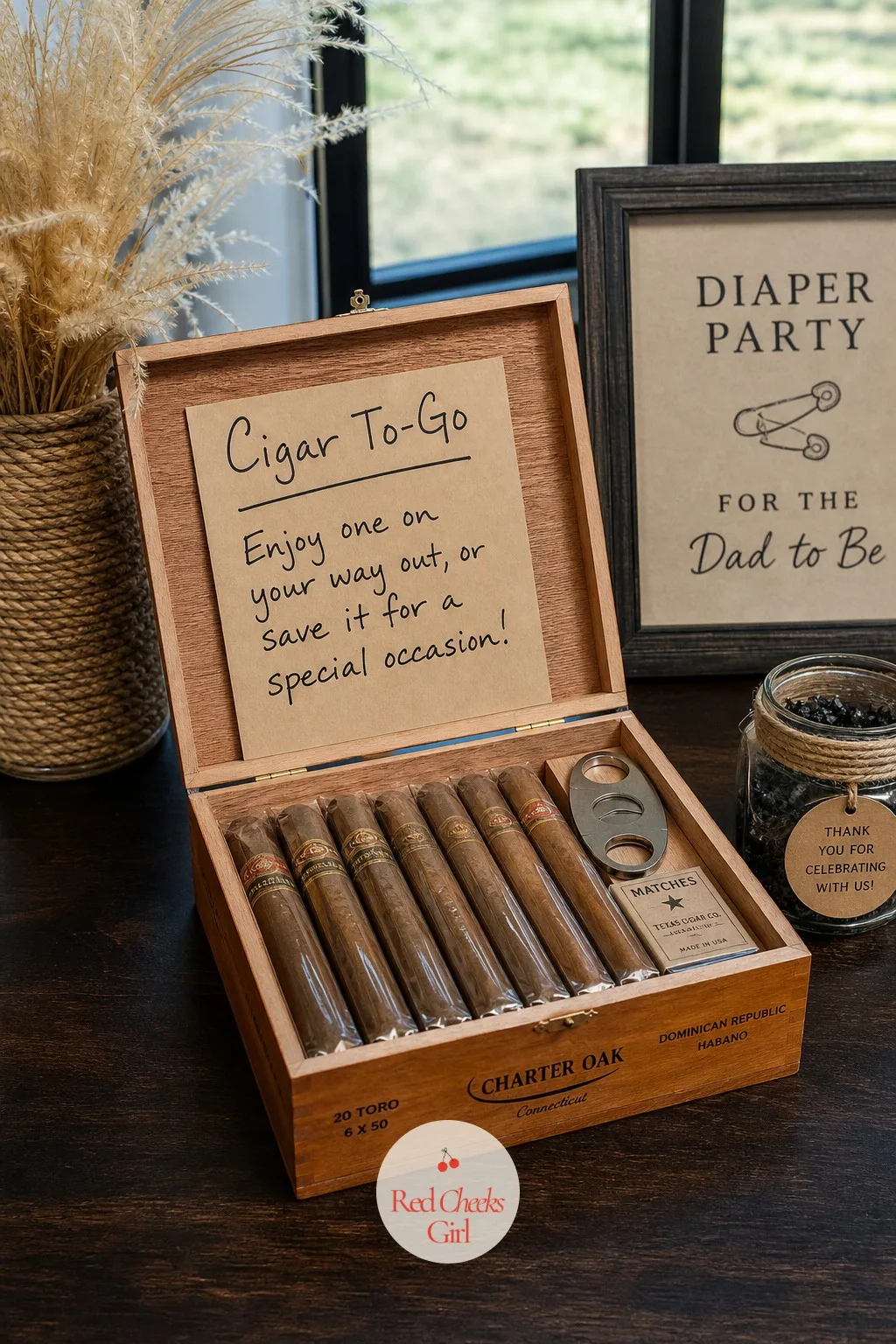 A Cigar To-Go Nook — Somewhere near the exit, give guests one more small thing to grab before they leave, something that says this was dad's night