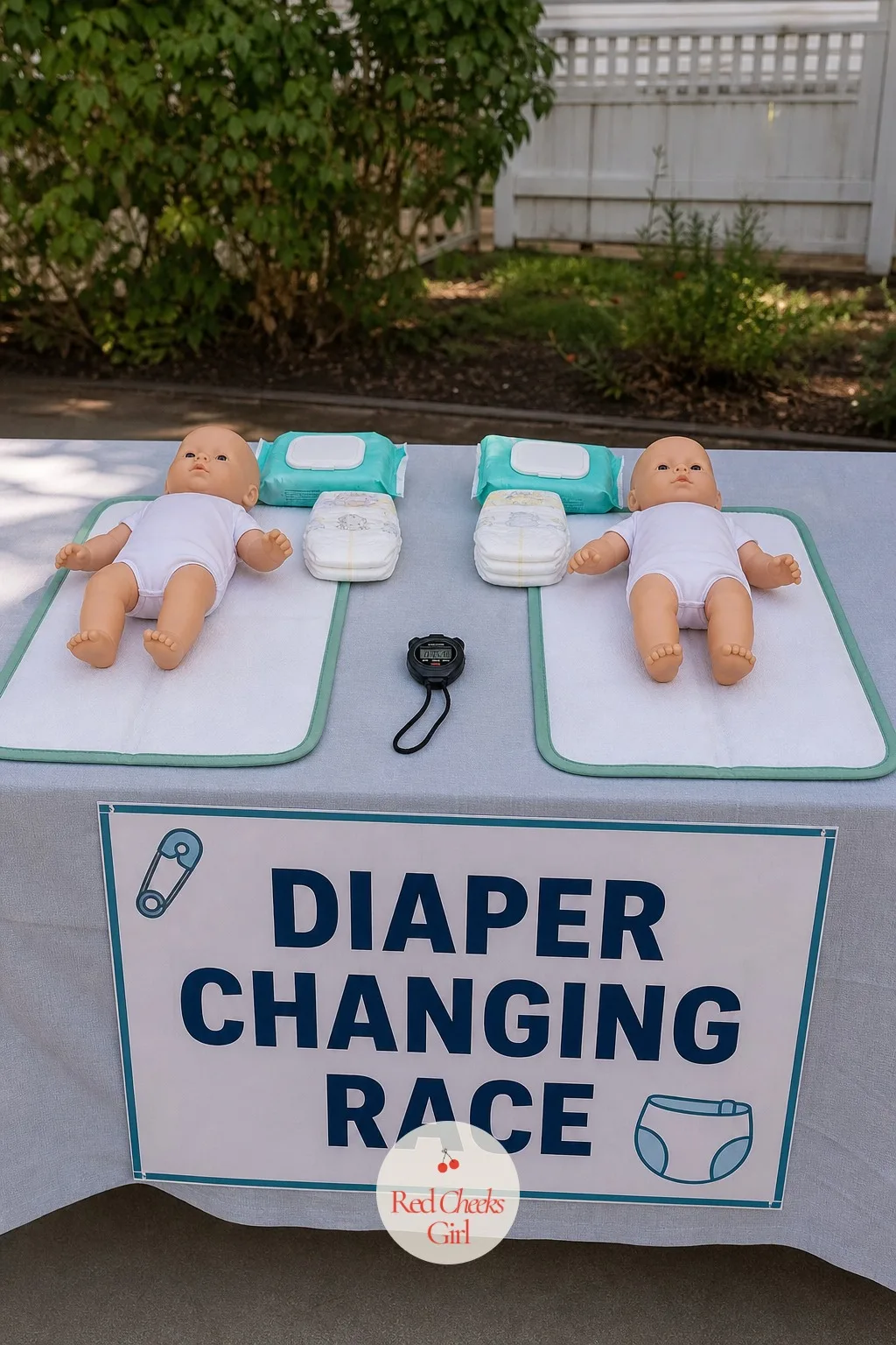 The Diaper Changing Race — This is the one everyone requests before they even arrive, because watching grown men fumble with a diaper under pressure never