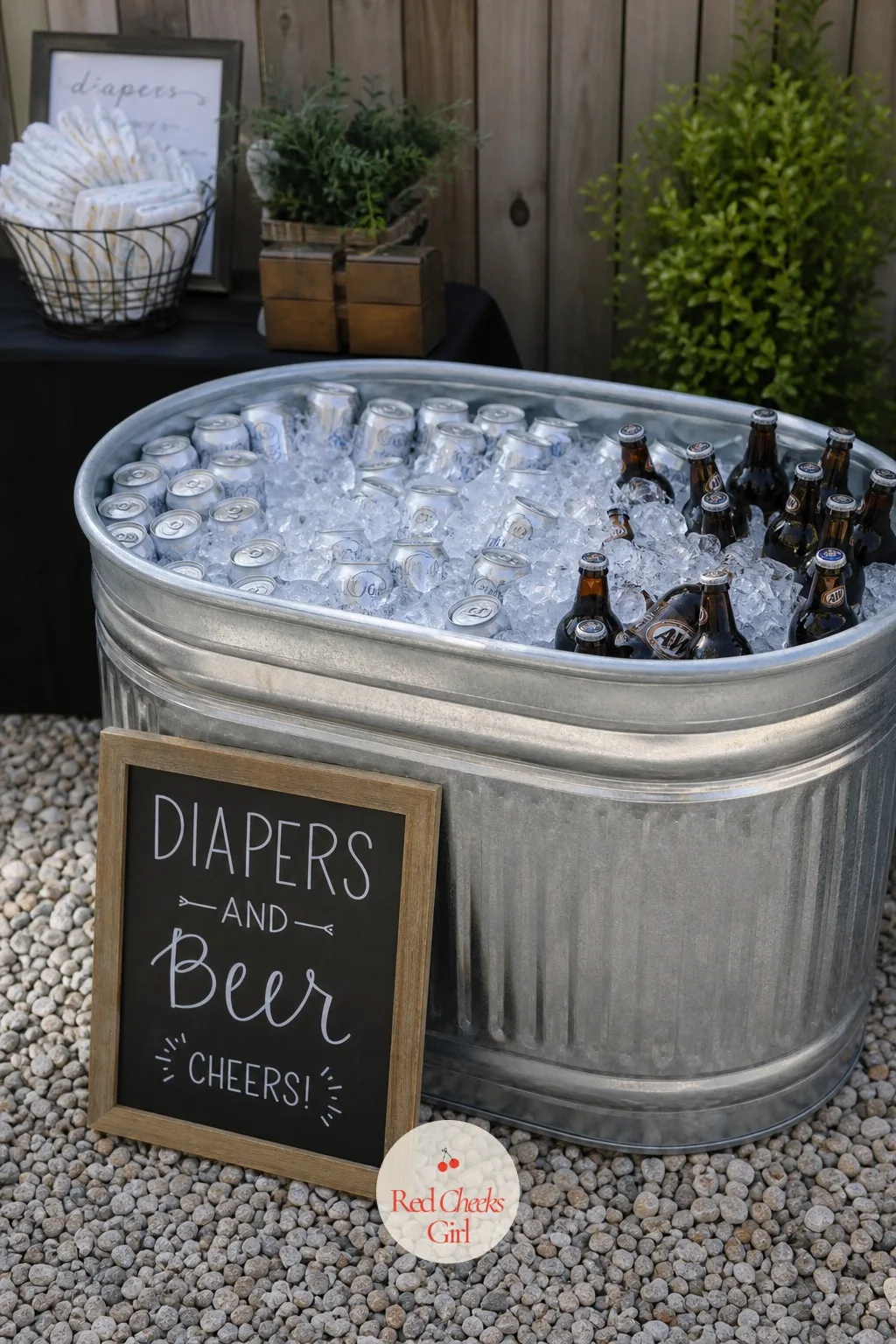 A Stock Tank Drink Cooler — One cooler on wheels never holds enough ice for a backyard full of grown men. Diaper party ideas for men