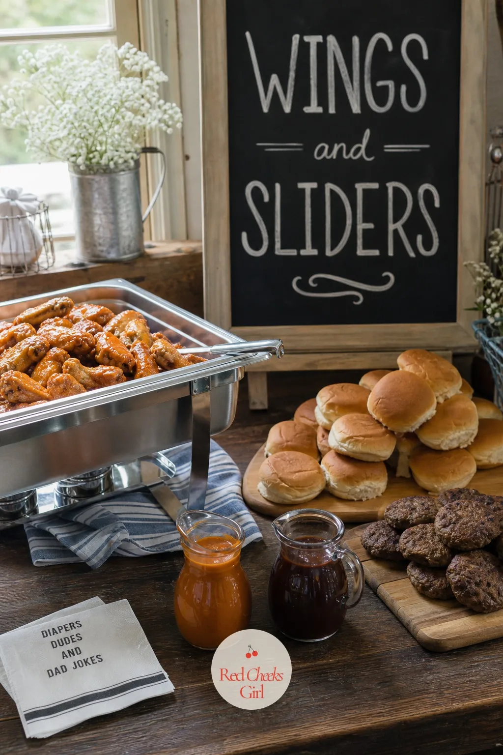 Wings and Sliders — This is the pairing that disappears fastest at any party with beer in the cooler, which makes it an easy anchor for the main food table.