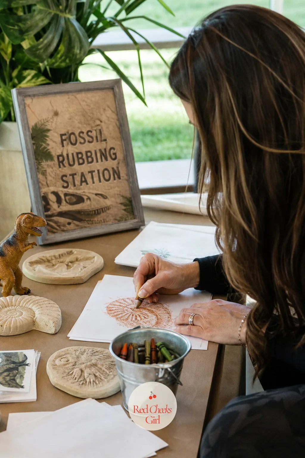 Fossil Rubbing Station — Not every child at a dinosaur party wants to run and shout, and this gives the quieter ones something to do with their hands that