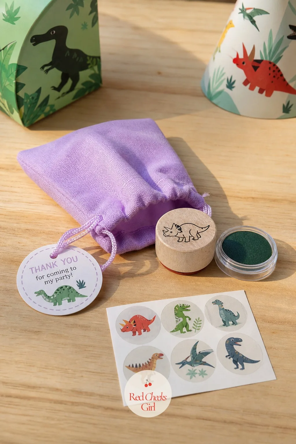 Mini Dinosaur Stamp And Sticker Favor — The very last thing handed over at the door should be small enough to disappear into a coat pocket without a fuss, and