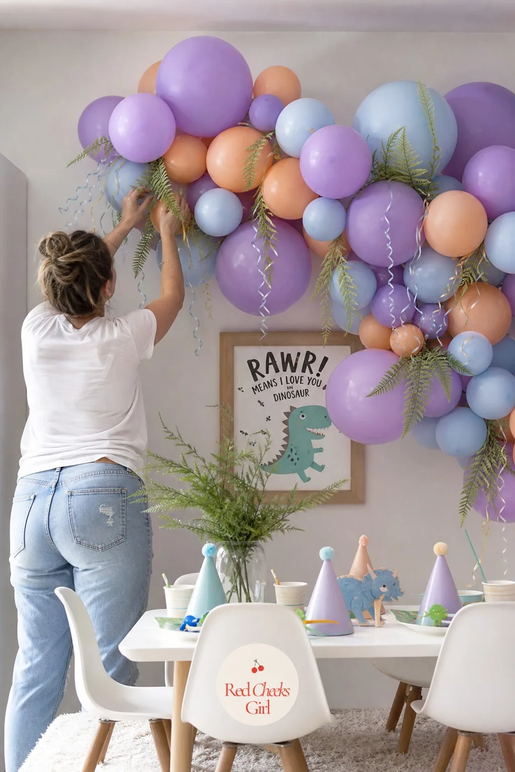 Pastel Balloon Garland Over The Kids Table — An empty wall behind the kids table looks like nobody got round to it, and a garland fixes that in under an hour.