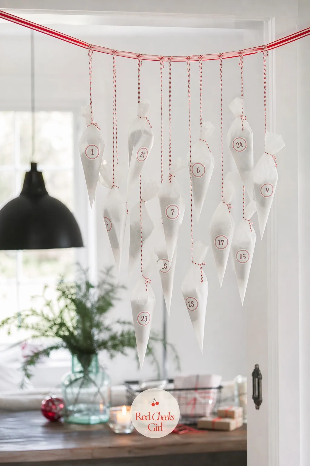 Glassine Cone Countdown — These look like something from a bakery counter, and they come together in one evening in front of a film. Diy advent calendar