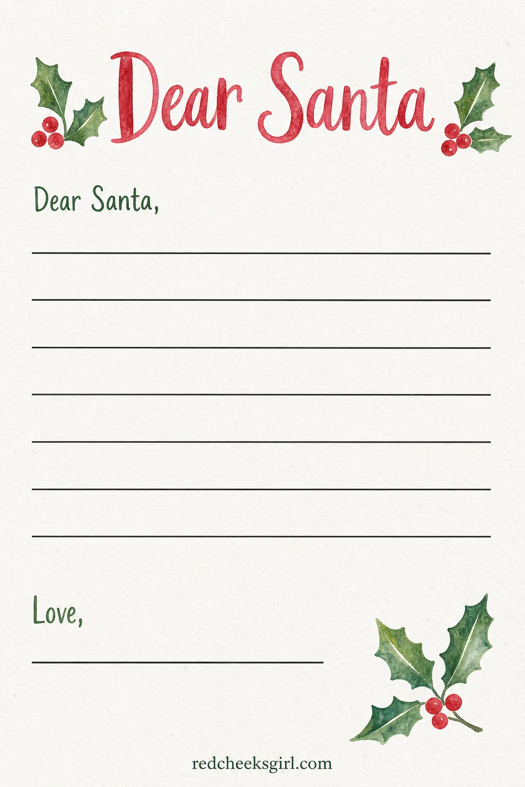 Printable Dear Santa Stationery printable sheet — One of the later December days gets handed over to actually writing the letter, on paper nice enough that it