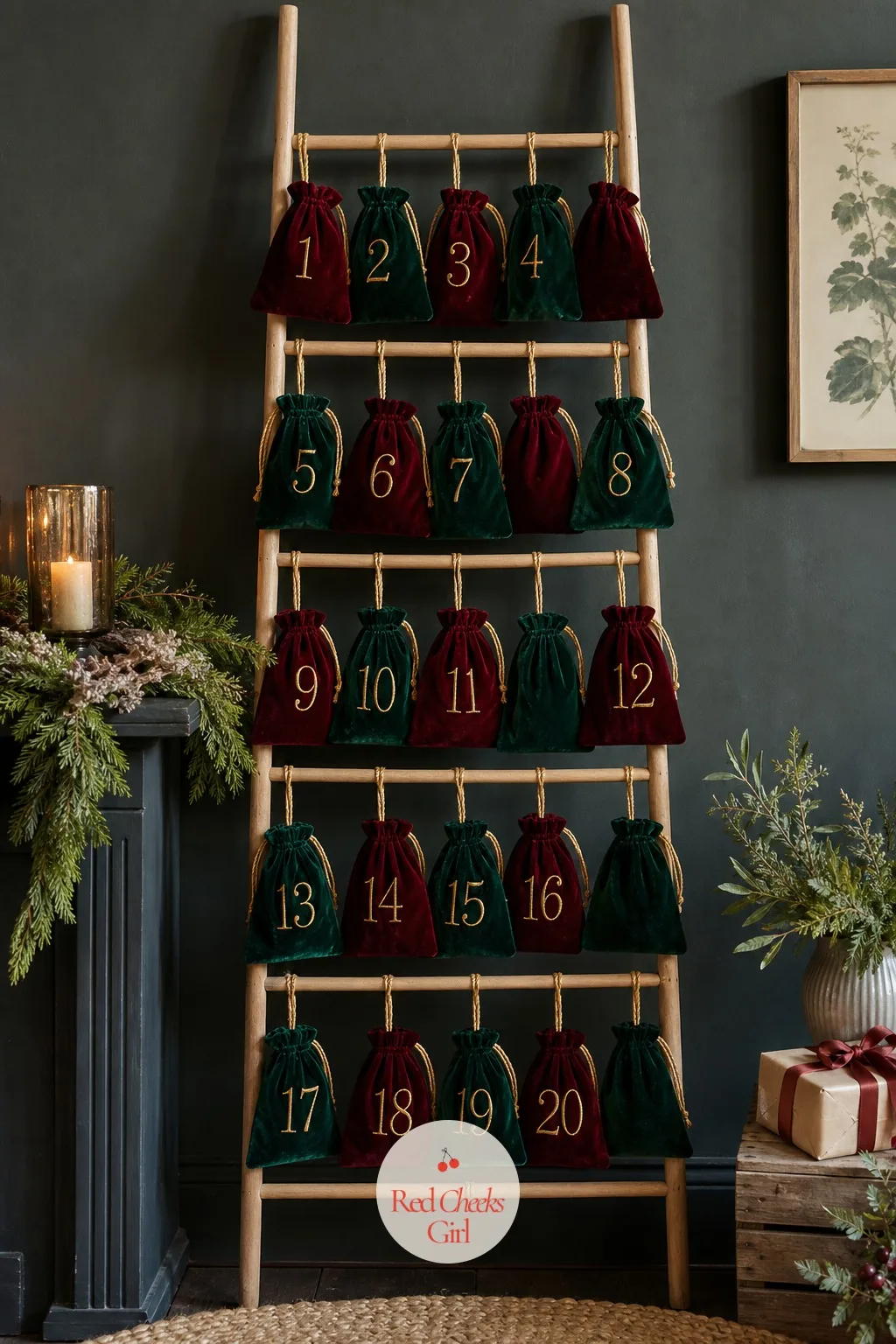 Velvet Drawstring Pouch Countdown — Nobody expects jewelry out of a December countdown, which is exactly why this one lands. Diy advent calendar