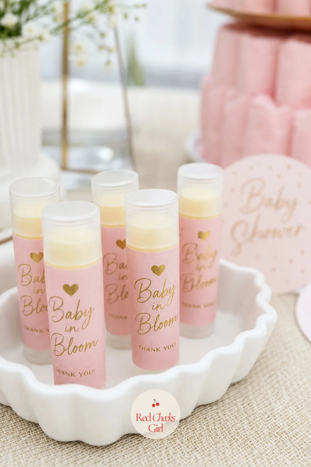 Lip Balm — The favor nobody throws away, because everybody is always losing a lip balm somewhere at the bottom of a bag. Diy baby shower favors
