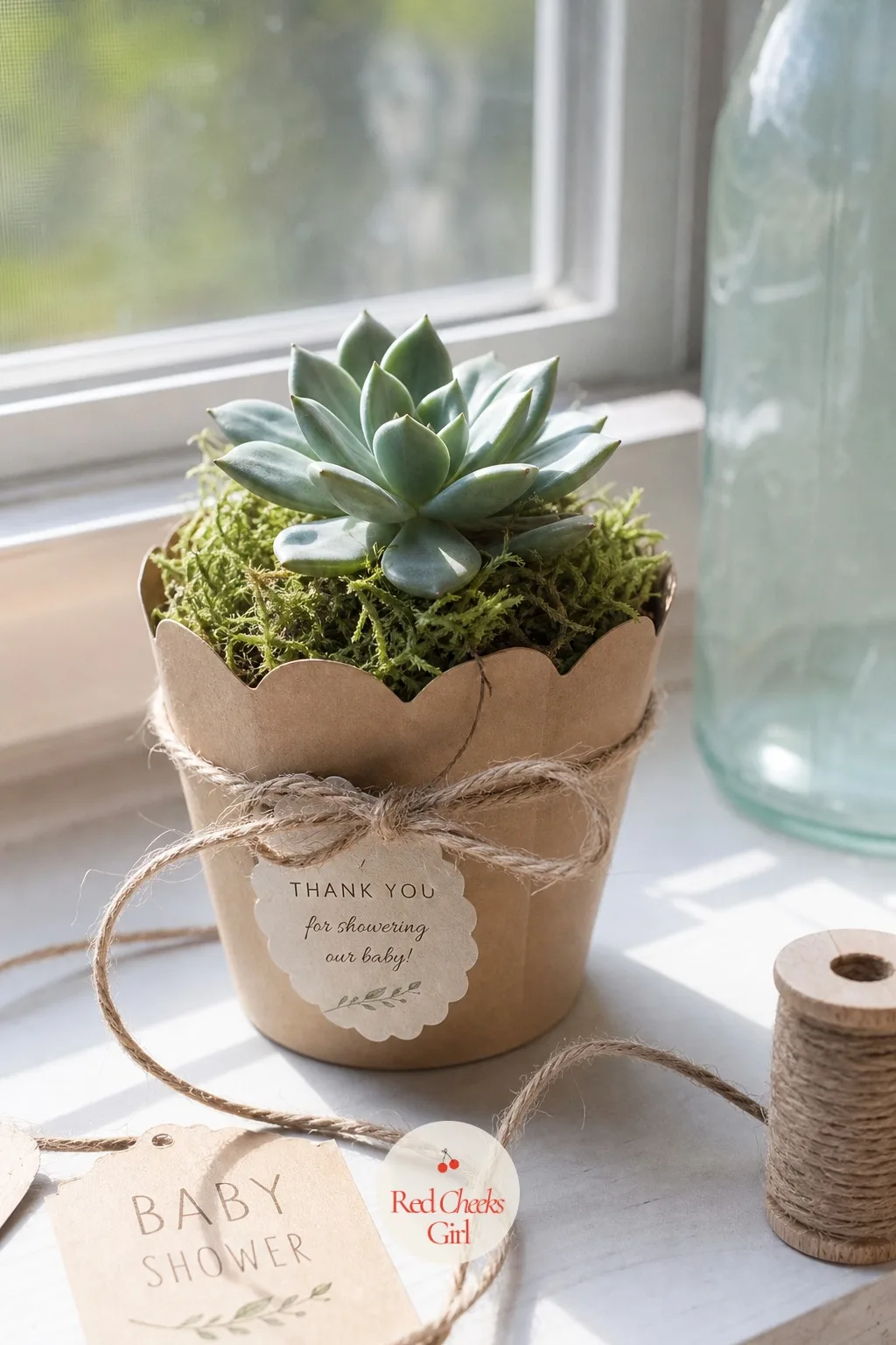Succulents — Go green with these adorable plants that are easy to maintain, look great, and can be personalized by wrapping a fun thank-you ribbon around the