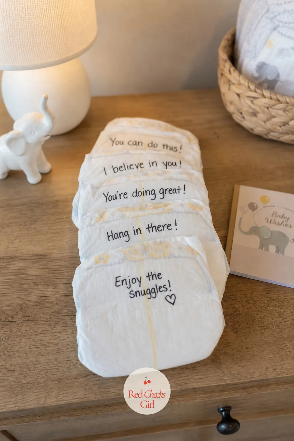 Notes for the Night Shift Diapers — At two in the morning nobody reads a card propped on a shelf. Diy baby shower gifts