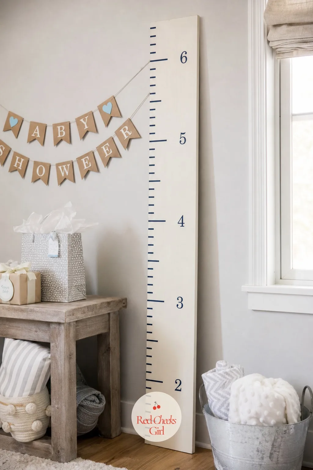 Painted Growth Chart Ruler — A growth chart only matters once the child is old enough to stand against it, but the painting part is entirely a baby shower