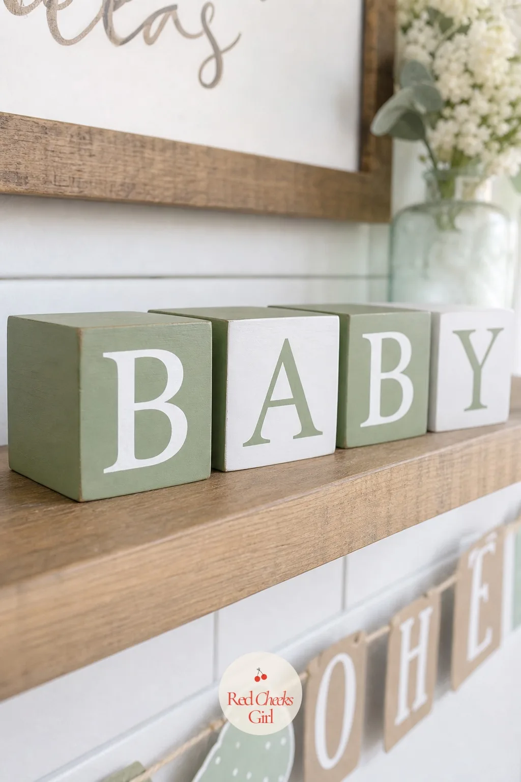 Painted Wooden Name Blocks — A nursery shelf full of storage bins and a sound machine needs one thing on it that is just pretty. Diy baby shower gifts