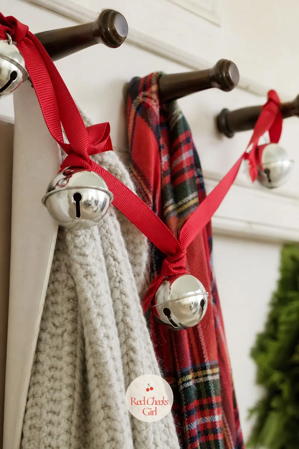 Jingle Bells on Ribbon Garland — Small silver jingle bells tied at intervals along red grosgrain ribbon make a garland with sound as well as sparkle. Diy