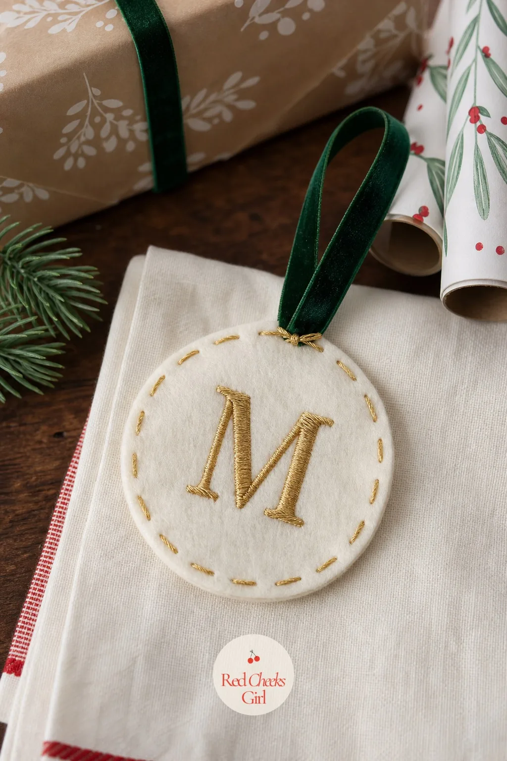 Embroidered Felt Monogram — A plain bauble says generic. Diy felt christmas ornaments