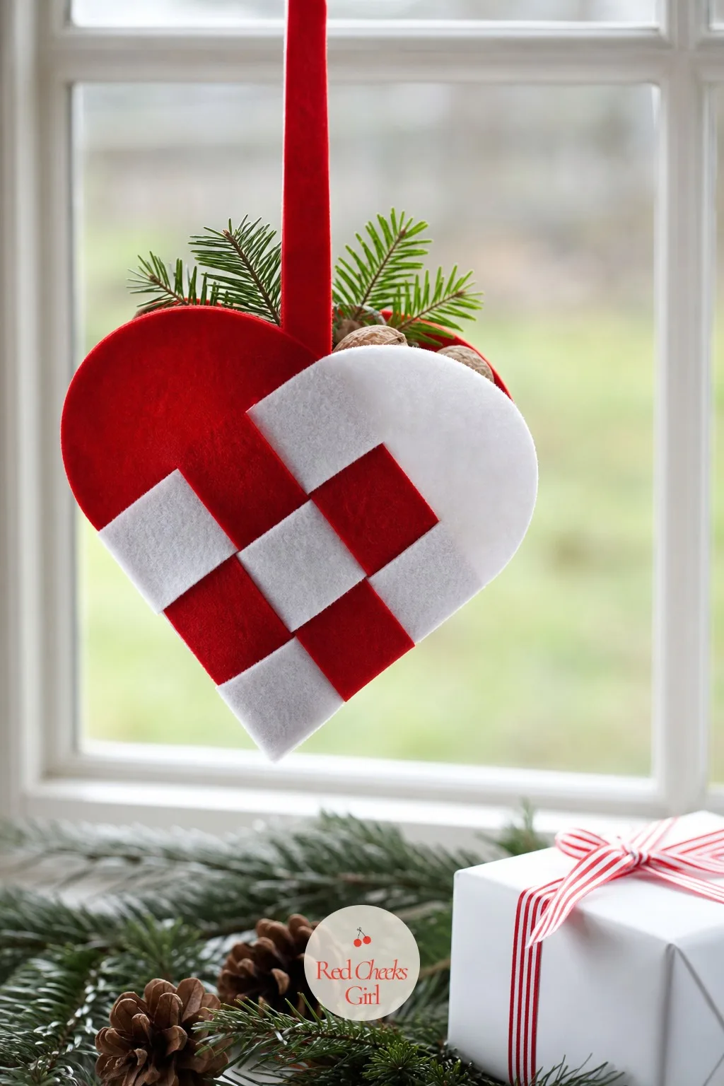 Scandinavian Woven Felt Heart — This one looks far harder than it is, which is rather the point. Diy felt christmas ornaments