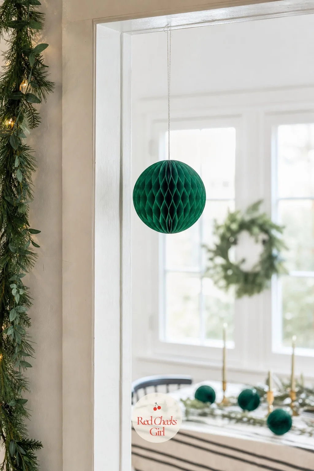 Emerald Honeycomb Ball — Honeycomb paper opens like an accordion into a full round shape in about thirty seconds, which makes it the fastest big ornament on