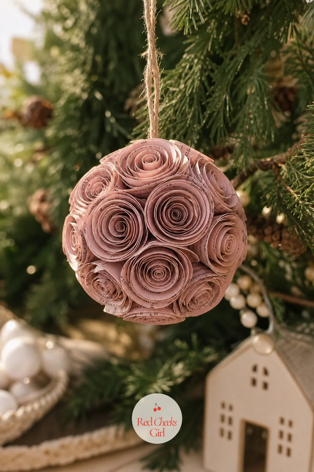 Rolled Book-Page Rose Bauble — A strip of paper, rolled loosely and pinched at the base, turns into something that looks suspiciously like a rose. Diy paper