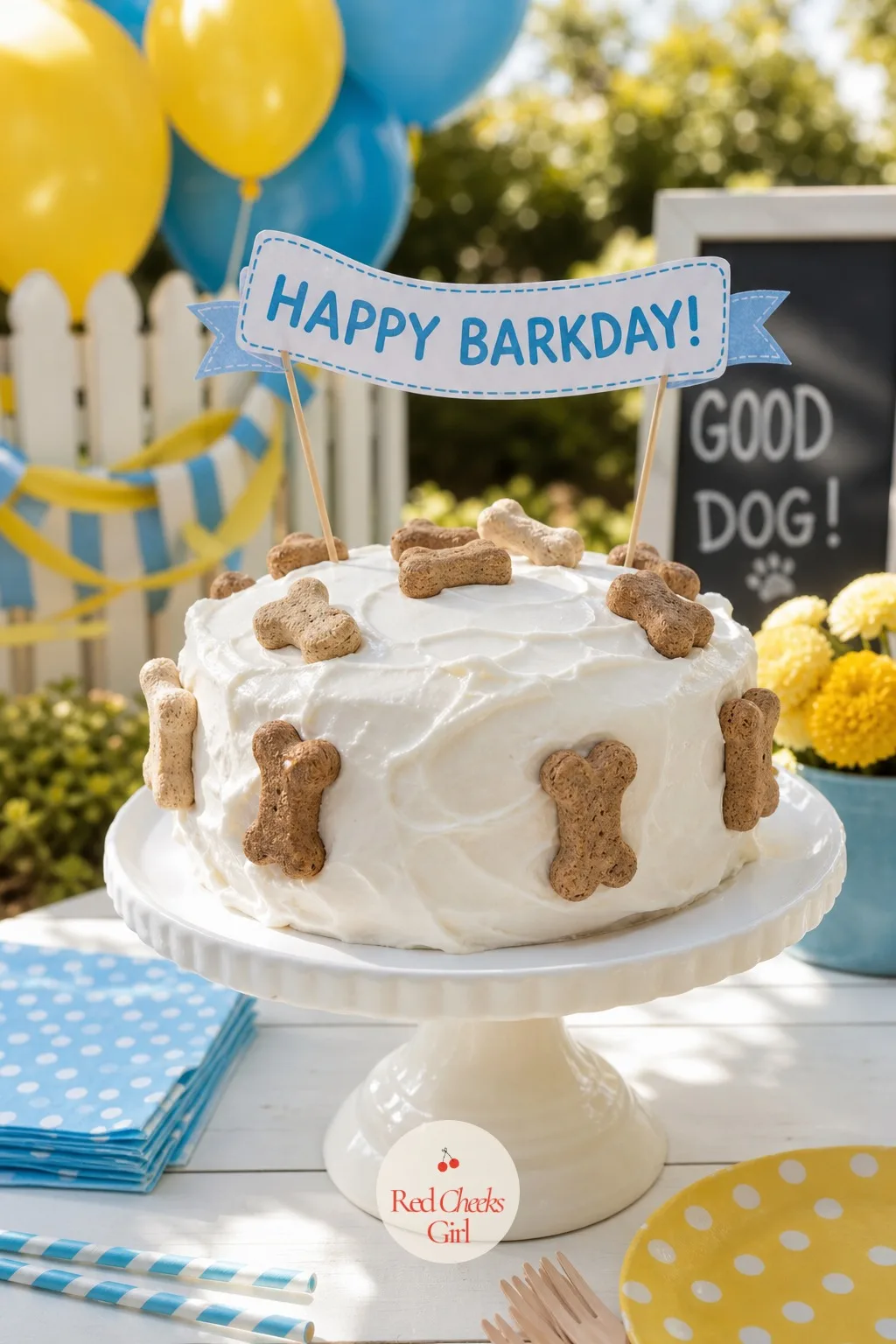 Peanut Butter And Applesauce Cake With Yogurt Frosting — A human cake on the table is a trip to the vet waiting to happen. Dog birthday party ideas