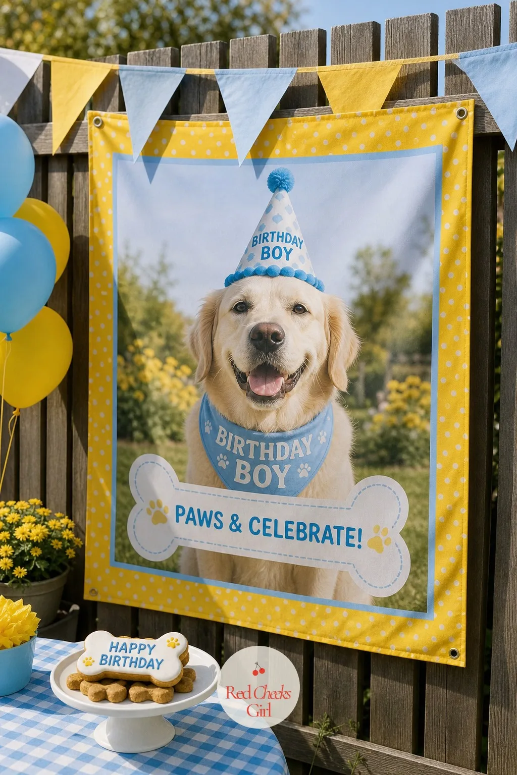 A Photo Banner Of The Birthday Dog — Every dog party has the same five photos by the end of it. Dog birthday party ideas