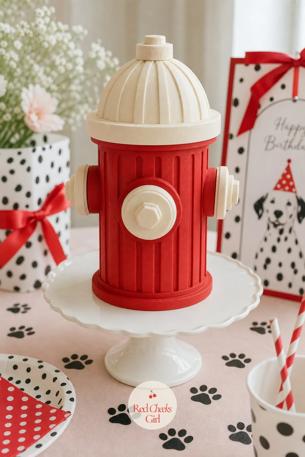 Fire Hydrant Centerpiece — Every good dog party needs one object that makes an adult stop and smile, and a tabletop fire hydrant does exactly that without