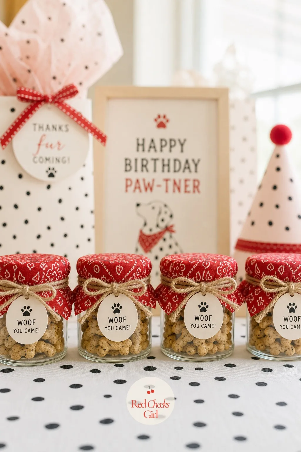 Mini Dog Treat Jar Favors — A favour that still looks good a week later earns its keep, and a tiny glass jar filled with treats does exactly that long after