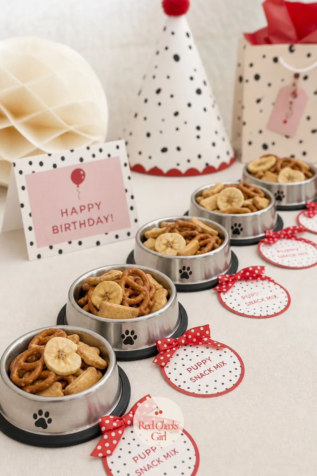 Snack Mix in Mini Dog Bowls — Hand a child a bowl of snack mix and something shifts: suddenly the pretzels and crackers are kibble, and that small joke is the