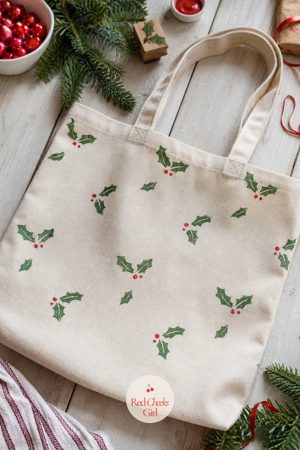 Block-Printed Canvas Tote — A plain canvas bag is useful and forgettable in equal measure, which is exactly the problem one small stamp solves. Easy christmas