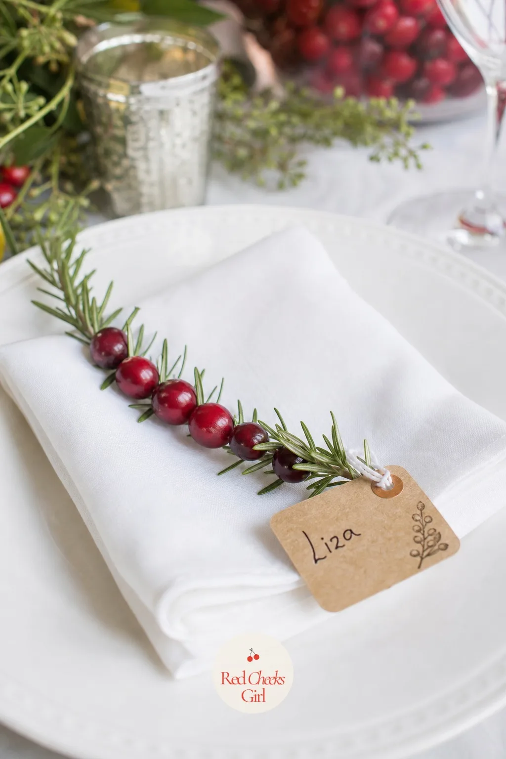 Cranberry and Rosemary Place Markers — Printed place cards look fine until the ink smudges on a wet glass. Easy christmas crafts for adults