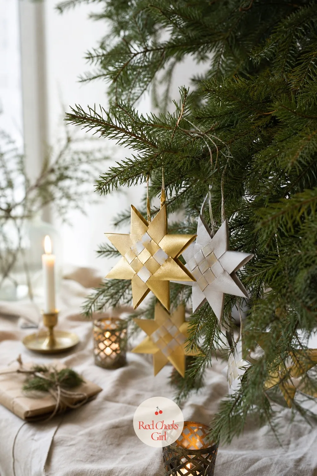Folded Paper Star Ornaments — Not everyone wants a glue gun out on a Tuesday, and this one needs nothing stickier than a paper strip and patience. Easy