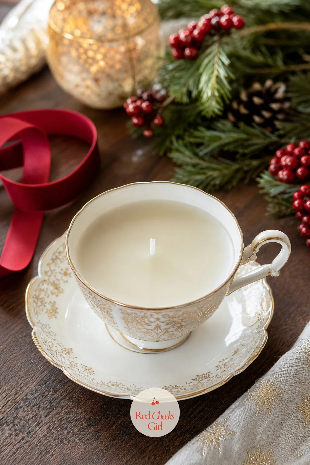 Soy Candles Poured in Vintage Teacups — A plain tin candle says Tuesday. Easy christmas crafts for adults