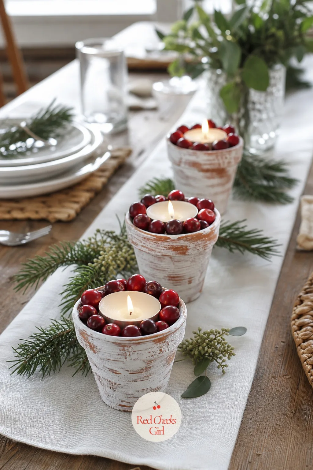Whitewashed Terracotta Votive Holders — Plain terracotta pots look like the garden shed, not the dinner table, until a little paint changes the conversation.