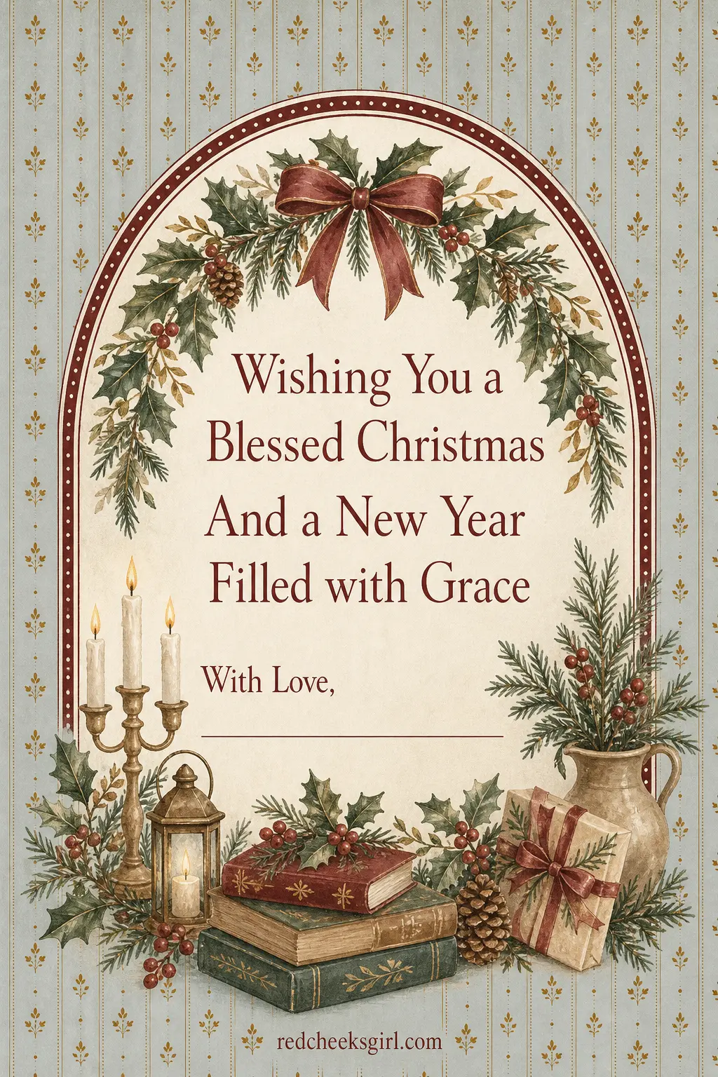 The Classic Blessed Christmas Card printable sheet — This is the one for the in-laws, the godparents, the people who expect a proper card and would notice if