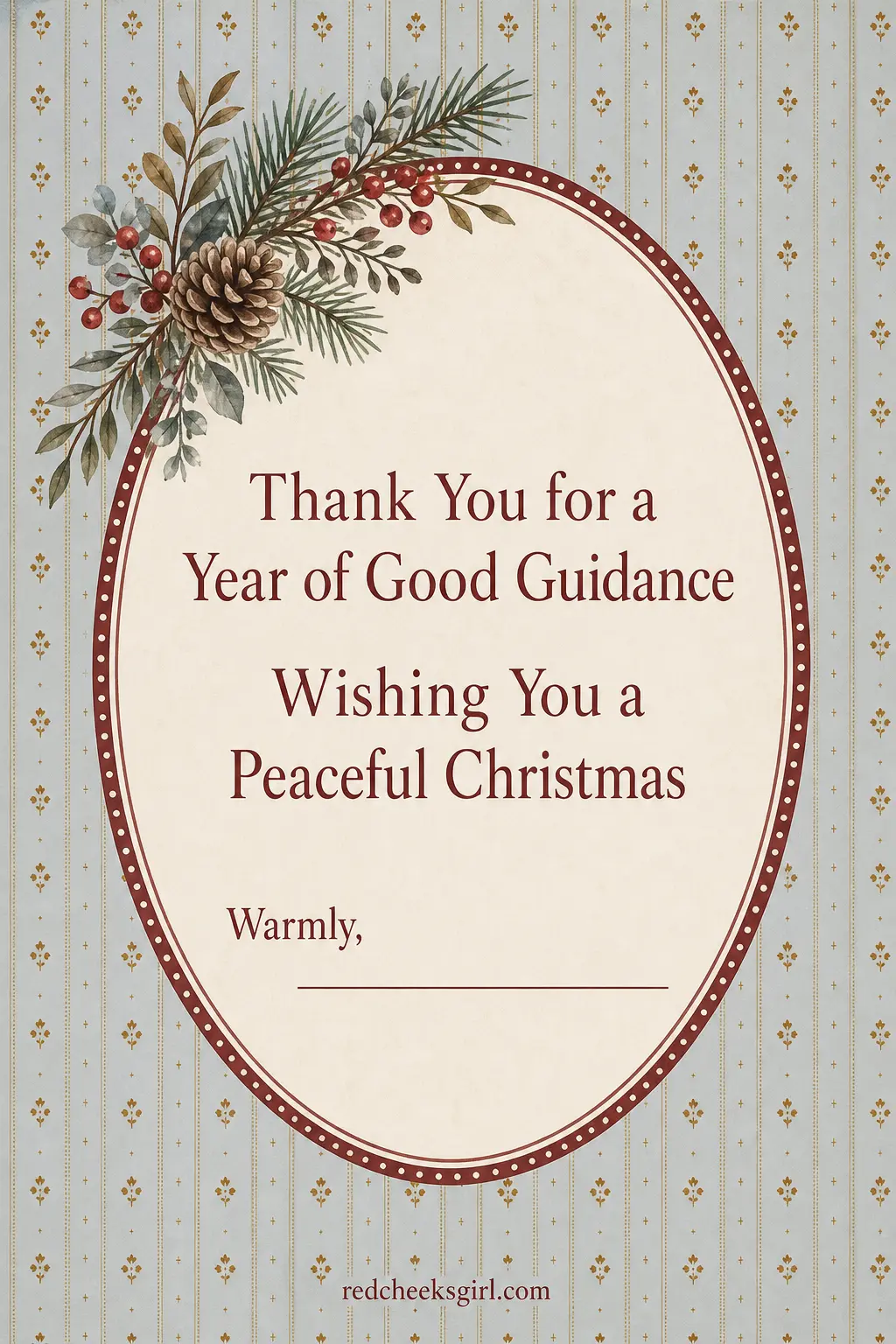 The Thank You for Good Guidance Card printable sheet — For a boss, a mentor, a teacher: someone who shaped the year without being family or a close friend.