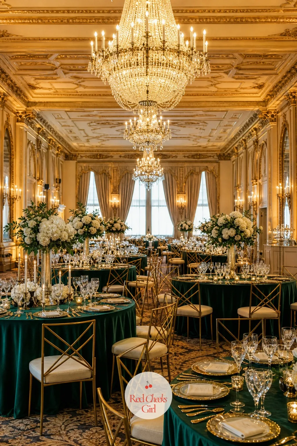 The Chandelier Ballroom — A ballroom at full brightness feels like a conference room. Elegant winter wedding