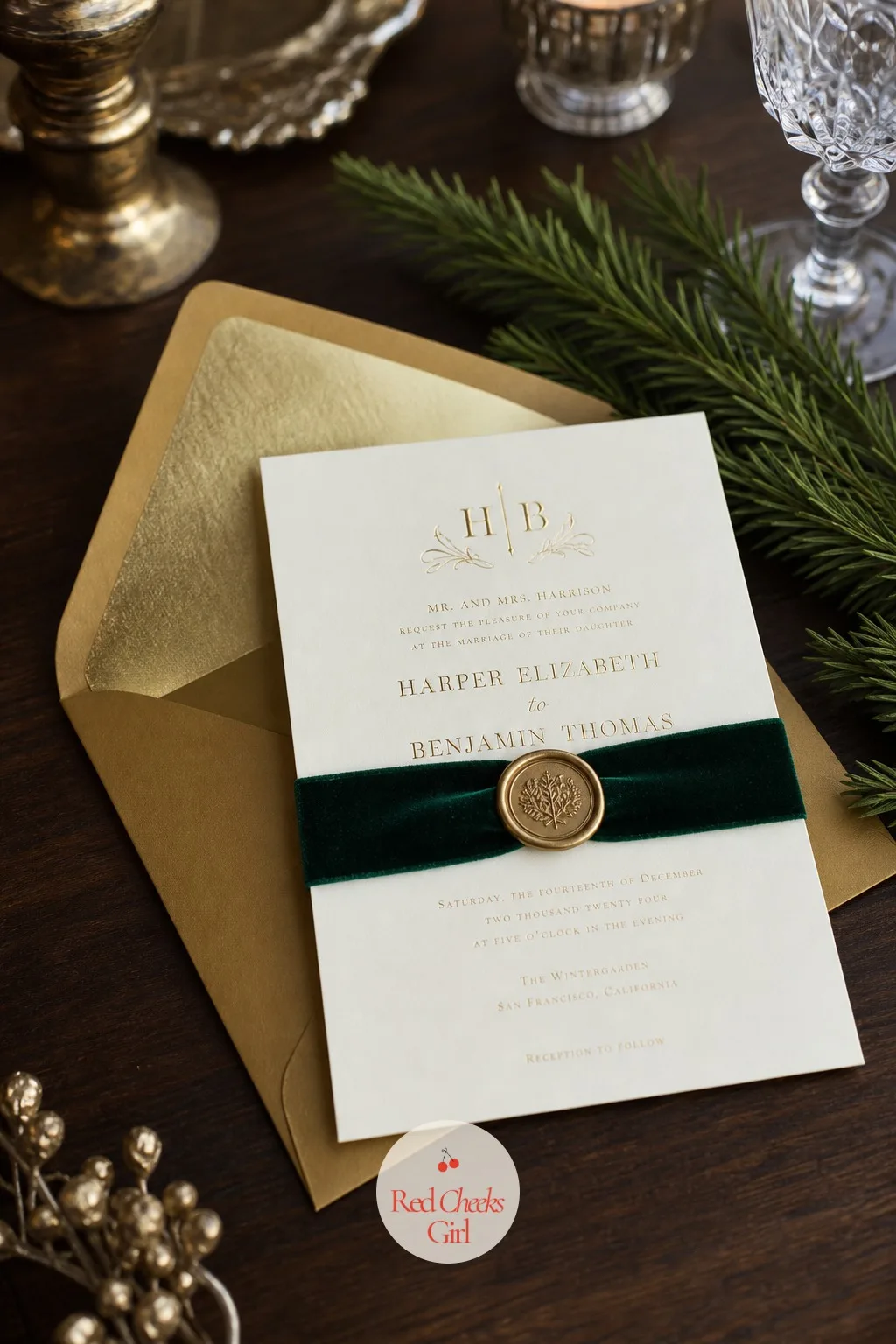 The Invitation — This is the only part of the day a guest holds before they have seen a single candle lit. Elegant winter wedding