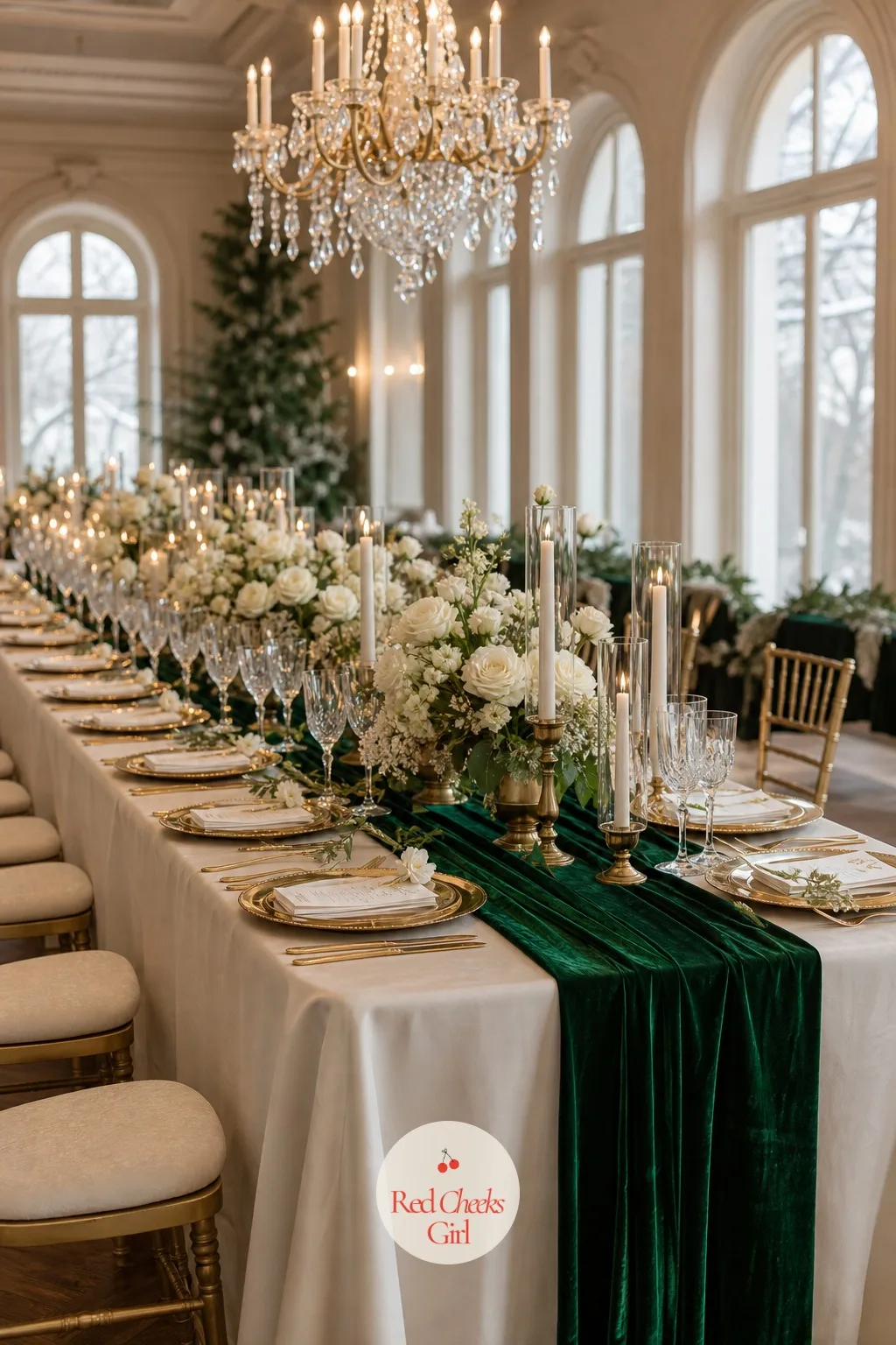 The Long Tables — A bare long table at a formal wedding looks unfinished before anyone has even sat down. Elegant winter wedding