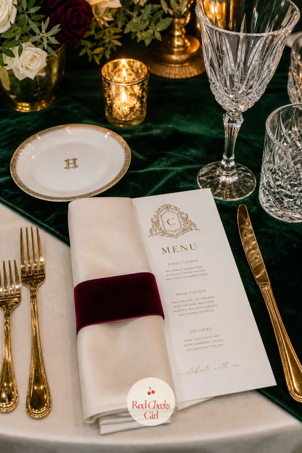 The Menus and Napkins — A folded napkin is a napkin. Elegant winter wedding