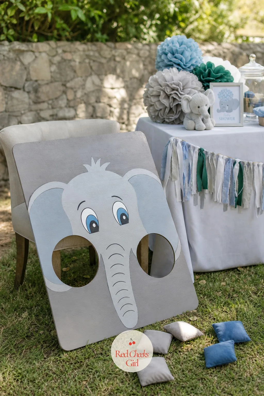 Elephant Face Bean Bag Toss — This one looks like a carnival game shrunk down to living room size, and it plays just as easily on a patio. Elephant baby shower