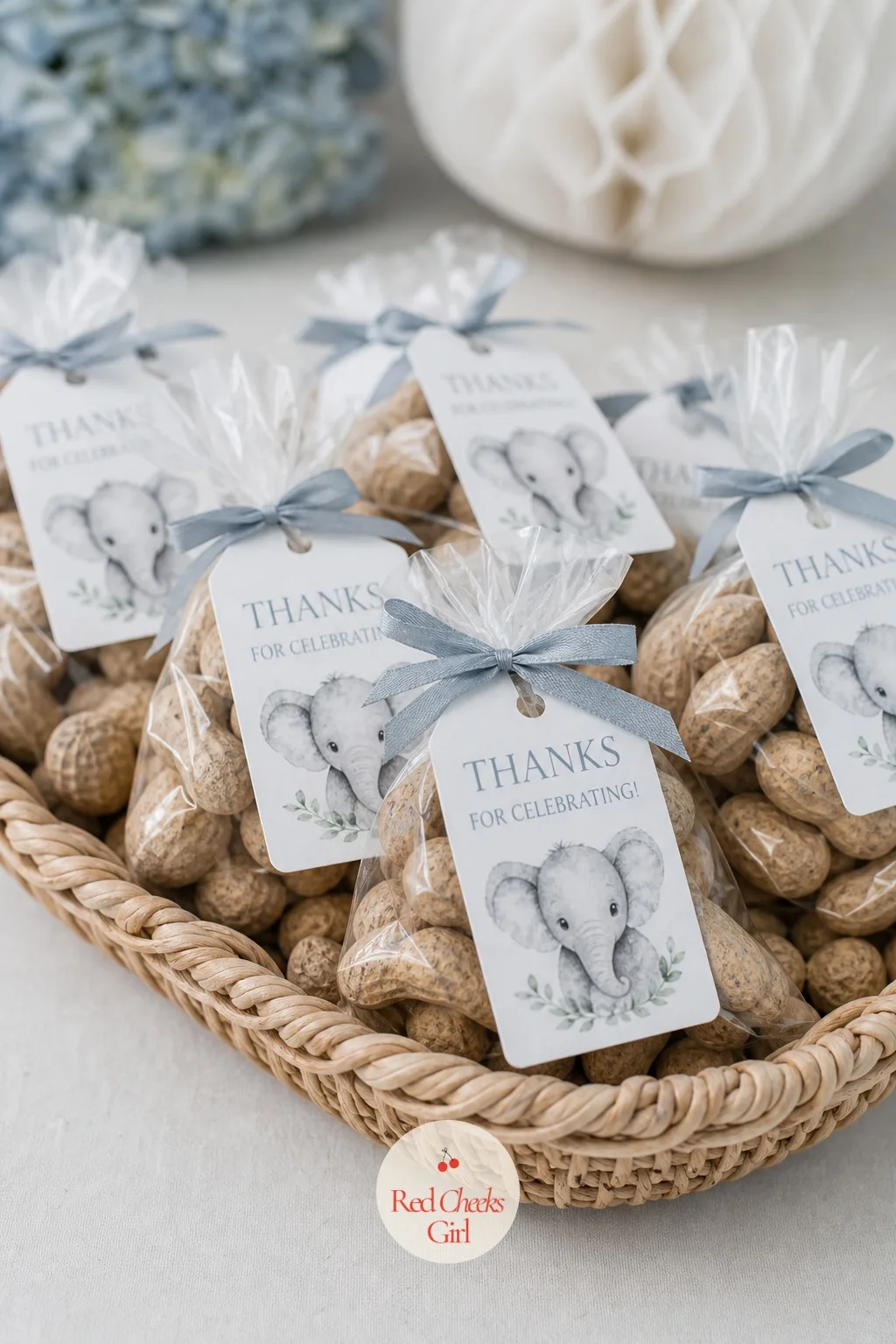 Sealed Peanut Favor Bags — This is the one place real peanuts belong at the whole party, sealed shut and clearly labeled rather than loose in a bowl anyone