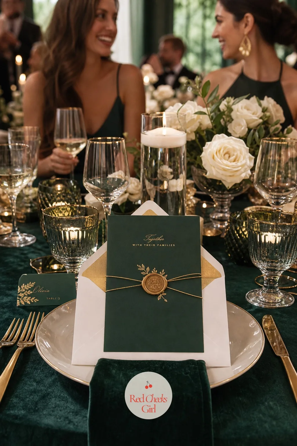 The Invitation Suite in Emerald Card with Gold Foil — This is the only part of the day guests see before they arrive, and it sets every expectation that