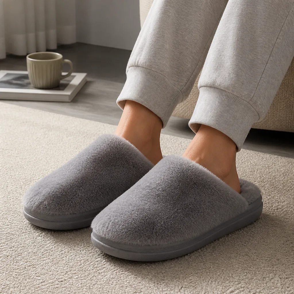 Plush Slippers — Cold feet on tile floors do not say thank you. Employee christmas gifts
