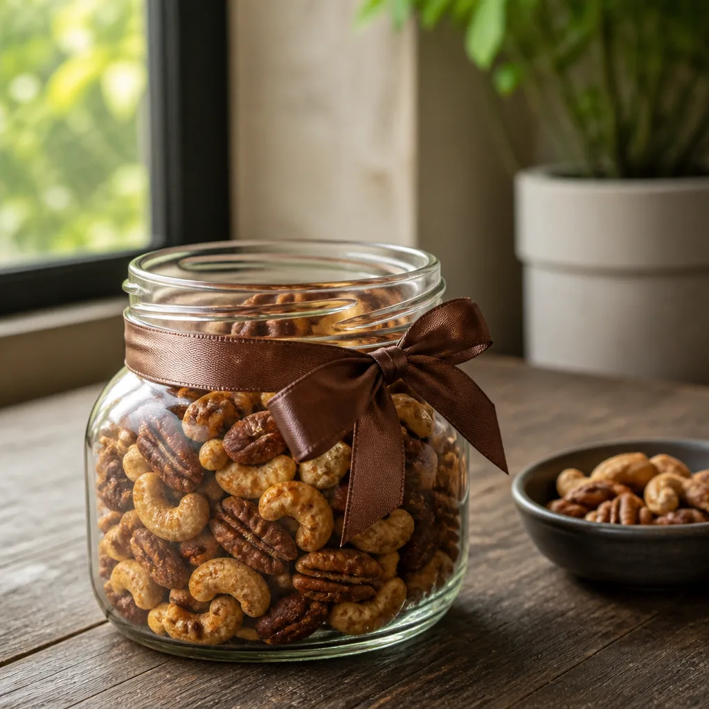 Spiced Nuts Jar — The gift for whoever is quietly watching sugar this season and would rather have something savory on her desk than another cookie. Employee