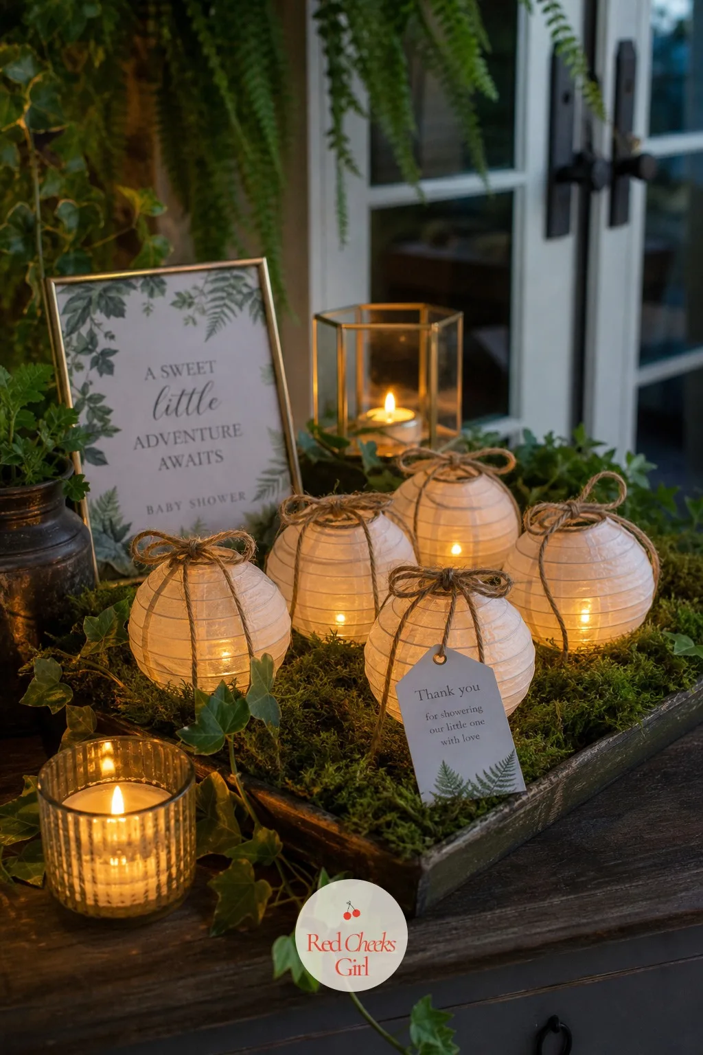 A Mini Paper Lantern Favor — Something that glows is a better keepsake than something that gets eaten by Tuesday. Enchanted forest theme baby shower ideas
